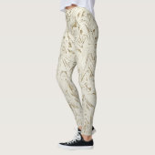 Crème & Gouden Glitter Marmeren Wervel Modern Glam Leggings (Links)