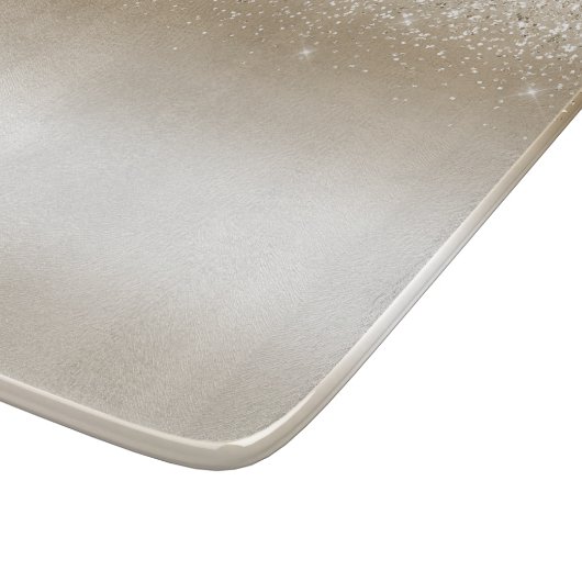 Crème Gouden Glitters Bruiloft Feest Snijplank (Hoek)