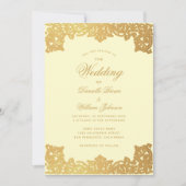  Crème Gouden Kalligrafie Elegante bruiloft Kaart (Voorkant)
