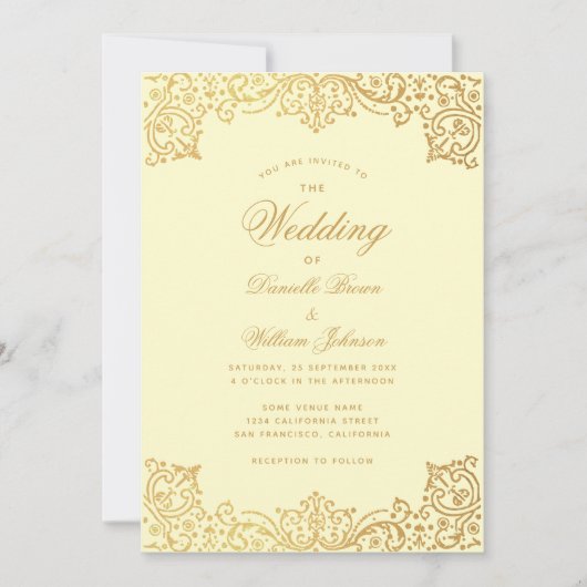 Crème Gouden Kalligrafie Elegante bruiloft Kaart (Voorkant)