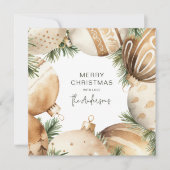 Crème & Gouden Kerstboom Ornamenten Kaart (Voorkant)