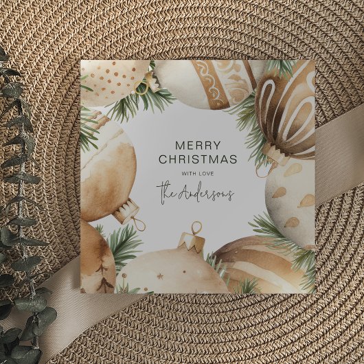 Crème & Gouden Kerstboom Ornamenten Kaart