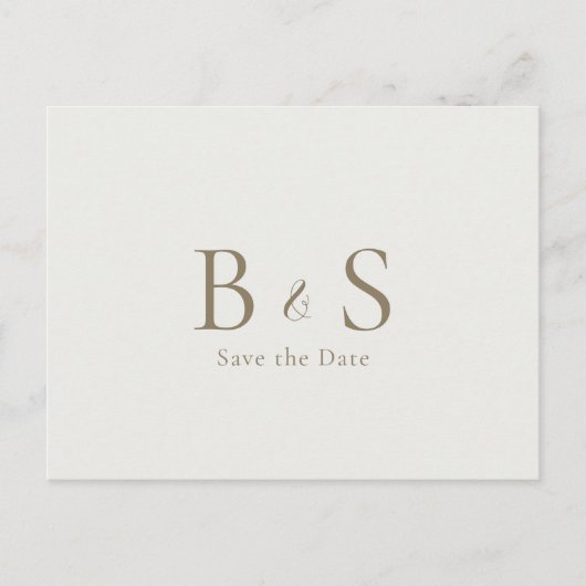 Crème Gouden Monogram Trouwen Save the Date Briefkaart (Voorkant)