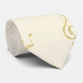 Crème Gouden Muzieknoten Stropdas (Opgerold)
