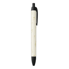 Crème Gouden Muzieknoten   Zwarte Inkt Pen