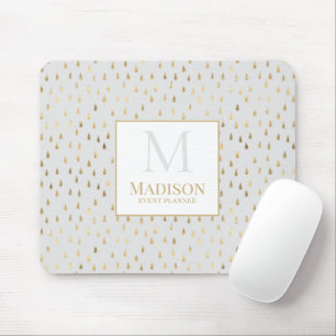 Crème Gouden Regendruppel Moderne Trendy Monogram Muismat