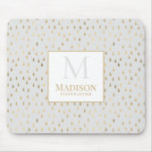 Crème Gouden Regendruppel Moderne Trendy Monogram Muismat (Voorkant)