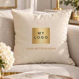 Crème gouden slogan bedrijfslogo kussen