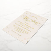 Crème Gouden Sterren 50ste Huwelijksverjaardag Folie Uitnodiging (Gedraaid)