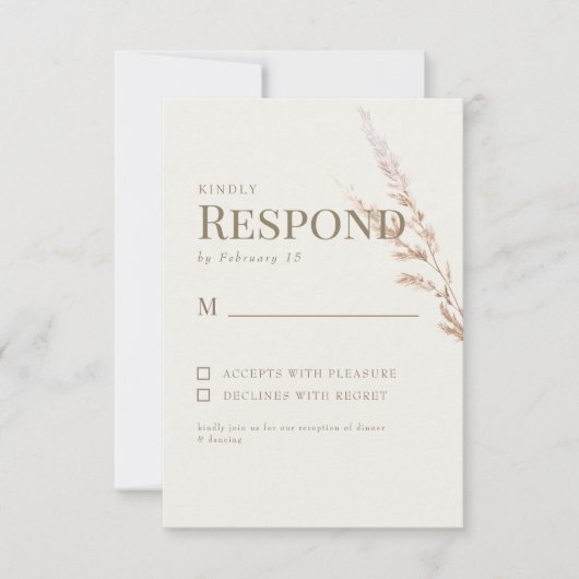 Crème Gouden Tekst Boho Bruiloft RSVP (Voorkant)