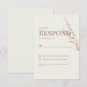Crème Gouden Tekst Boho Bruiloft RSVP (Voorkant / Achterkant)
