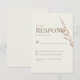Crème Gouden Tekst Boho Bruiloft RSVP Kaartje