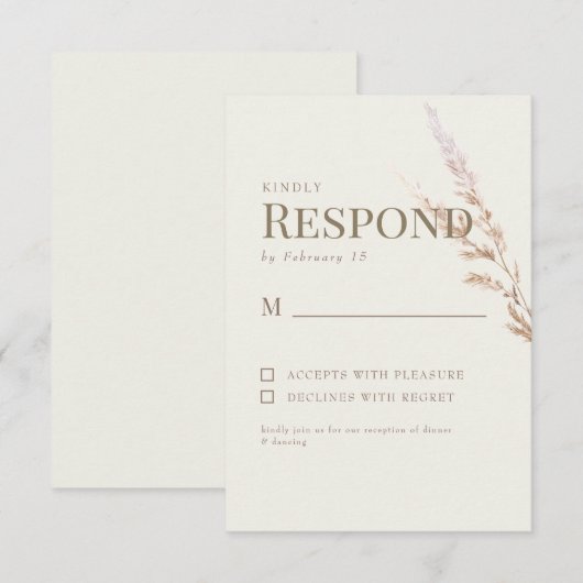 Crème Gouden Tekst Boho Bruiloft RSVP Kaartje (Voorkant / Achterkant)