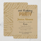 Crème Gouden Zebraprint Nep Glitter 21e Verjaardag Kaart (Voorkant / Achterkant)