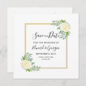 crème goudfloral save the date bruiloft nodig (Voorkant / Achterkant)