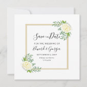 crème goudfloral save the date bruiloft nodig (Voorkant)