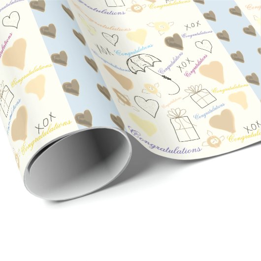 Crème Graffiti Stijl Douche Gift Wrap Cadeaupapier (Rol Hoek)