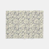 Crème & Grijs Bloemen Damasks Fleece Deken (Voorkant (Horizontaal))