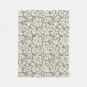 Crème & Grijs  Bloemen Damasks Fleece Deken (Voorkant)