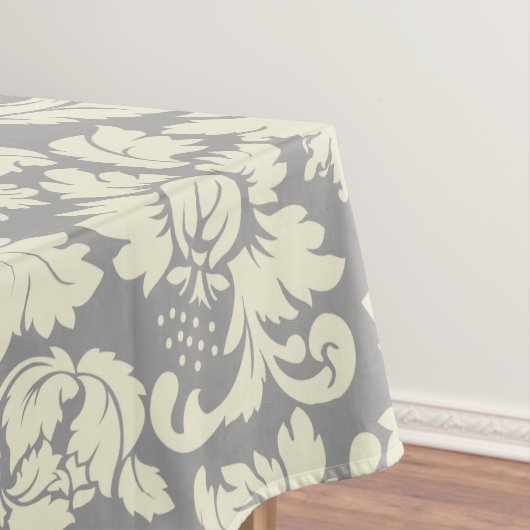 Crème & Grijs Bloemen Damasks Tafelkleed (Voorbeeld)