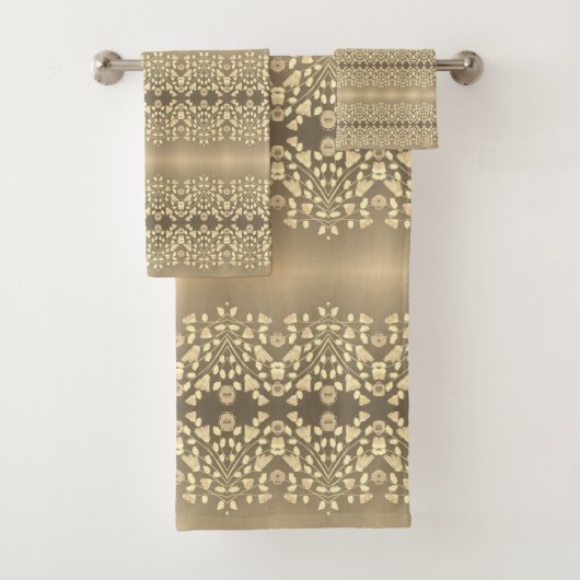 Crème Grijs Bruin Patroon Bad Handdoek (Insitu)