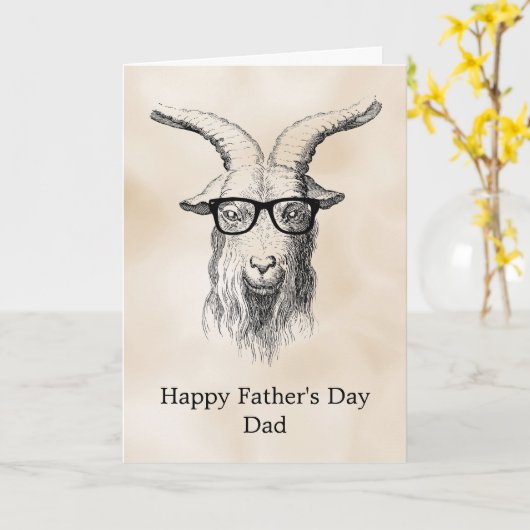 Crème Grijze Hipster Geit  Kaart (Gele Bloem)