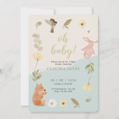 Crème Groen Aquarel Baby Shower Ter Ere Van  Kaart (Voorkant)