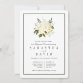 Crème + Groen | Biologisch bruiloft repetitie dine Kaart (Voorkant)