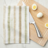 Crème Groen Bruin Strepen Theedoek (Quarter Fold)