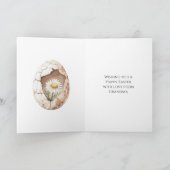 Crème Groen Bruin Witte Madelief Bloem Pasen Ei Kaart (Binnen)