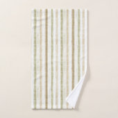 Crème Groen Bruine Strepen Bad Handdoek (Handdoek)