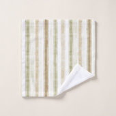 Crème Groen Bruine Strepen Bad Handdoek (Wasdoekje)