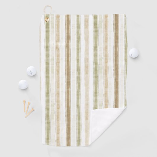 Crème Groen Bruine Strepen Golfhanddoek (Insitu)