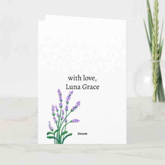 Crème Groen Eenvoudig Lavendel Bloemen Moederdag Feestdagen Kaart (Achterkant)