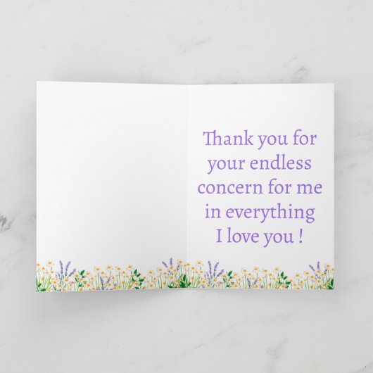 Crème Groen Eenvoudig Lavendel Bloemen Moederdag Feestdagen Kaart (Binnen)