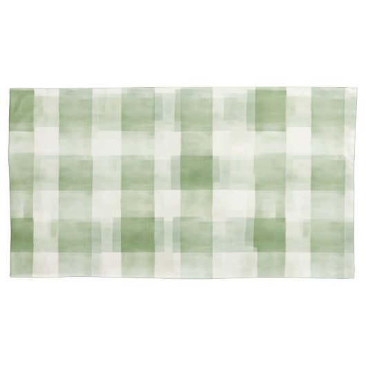 Crème Groen Geruit   Kussensloop (Voorkant-Links)
