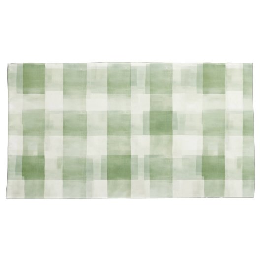 Crème Groen Geruit   Kussensloop (Voorkant-Rechts)