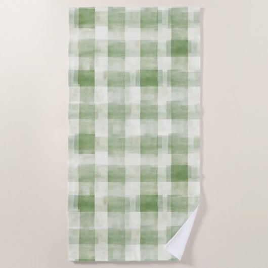 Crème Groen Geruit Strandlaken (Voorkant)
