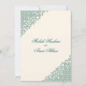 Crème & Groen  Islamitisch Moslim bruiloft Kaart (Achterkant)