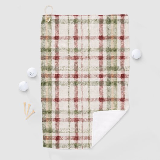 Crème Groen Rood Geruit Strepen Golfhanddoek (Insitu)