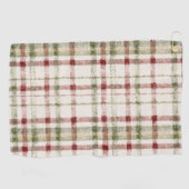 Crème Groen Rood Geruit Strepen Golfhanddoek (Horizontaal)