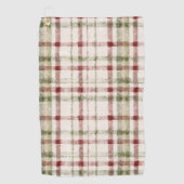 Crème Groen Rood Geruit Strepen Golfhanddoek (Voorkant)