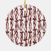 Crème Groen Rood Geruit Strepen Keramisch Ornament (Achterkant)