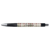 Crème Groen Rood Geruit Strepen Pen (Voorkant)