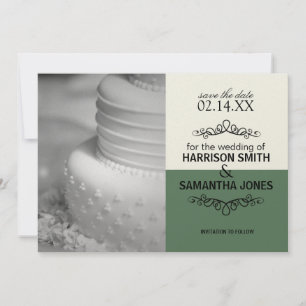 Crème & Groen Save the Date Huwelijksaankondiginge Kaart