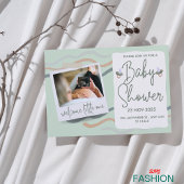 Crème & Groen Schattige Aquarel Classic Baby showe Kaart