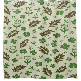 Crème & Groene Bloemendoek Gordijn
