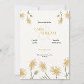 Crème Groene en Gele Bloemen Huwelijksuitnodiging Kaart (Voorkant)