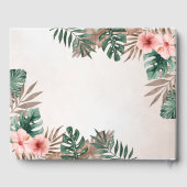 Crème & Groene Tropische Waterverf Bloemenbruiloft Gastenboek (Achterkant)