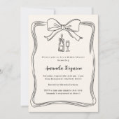 Crème handgetekende boeg prosecco Vrijgezellenfees Kaart (Voorkant)